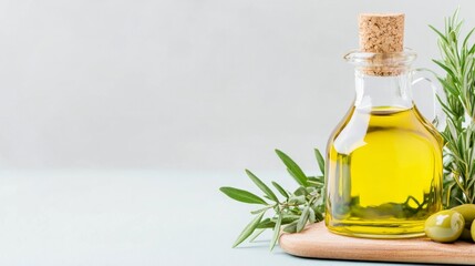 Wall Mural - Aesthetic modern kitchen counter with fresh vegetables, herbs, and olive oil for healthy meal preparation