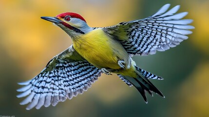 Wall Mural - Green Woodpecker in Flight