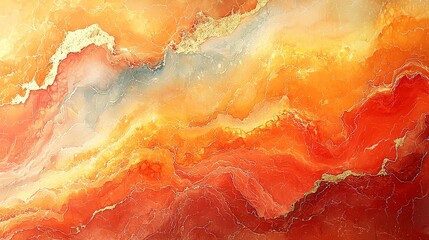 Wall Mural - a vibrant abstract design featuring swirling orange, red, and gold hues.