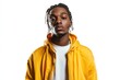 © Isuru - Portrait of young African American hip hop man standing isolated over white background