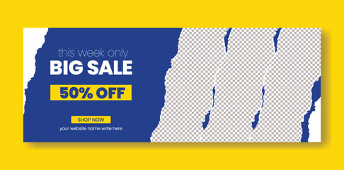 Wall Mural - super sale horizontal banner template, special offer discount banner, shopping banner design, sale p