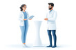 © Mselected - Medical professionals discuss patient care at a modern healthcare conference