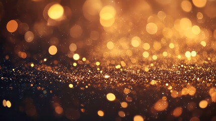 Wall Mural - gold glitter texture or golden sparkle background. wide panoramic glitter texture abstract backgroun
