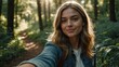 © Diclonius - Young Woman taking a Selfie in the Forest