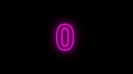 Wall Mural - neon bright glowing countdown timer from 5 to 0 seconds. countdown from 5 to 0 ,glowing neon numbers
