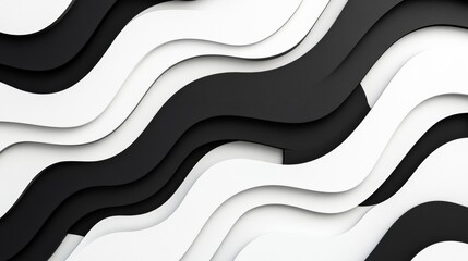 Abstract black and white wave pattern creating a modern, dynamic texture with flowing lines and depth