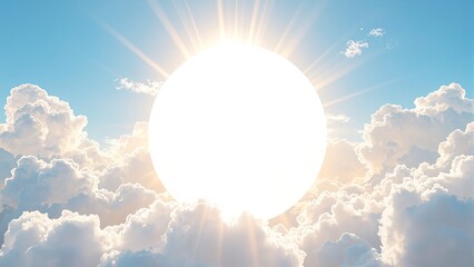 Wall Mural - tranquil circular space with fluffy clouds and golden sunlight evoking hope