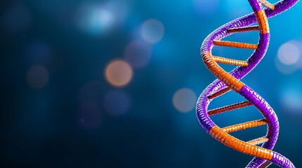 Double helix DNA interacting with genetic research, digital AI, and personalized medicine.