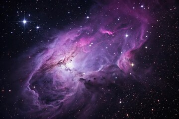 Wall Mural - a majestic purple nebula floats in the vastness of space, its swirling clouds of gas and dust illumi