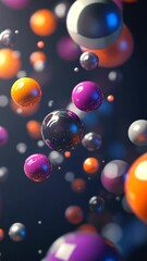 Wall Mural - colorful spheres float in a dark space