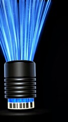 Wall Mural - A black cylinder with blue lights emanating from it