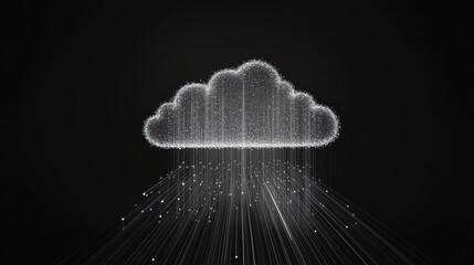Fototapete - A visual representation of a data cloud illustrates the flow of information with thin lines radiating outward, showcasing connectivity in tech. Generative AI