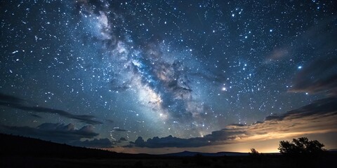 Wall Mural - a vast expanse of the night sky with numerous stars and a hint of cloudiness, night sky, darkness