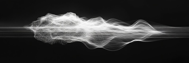 Leinwandbilder - A schematic depiction of a data cloud featuring thin lines that extend outward, symbolizing digital connectivity and information flow. Generative AI