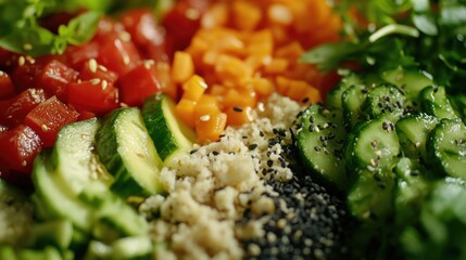 Wall Mural - A close-up shot of a colorful plate filled with various vegetables, perfect for food photography or advertising