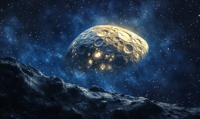 Wall Mural - capture the grandeur of a celestial body from a low-angle view in breathtaking photorealistic digita