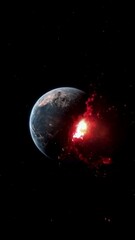 planet being hit by a large asteroid