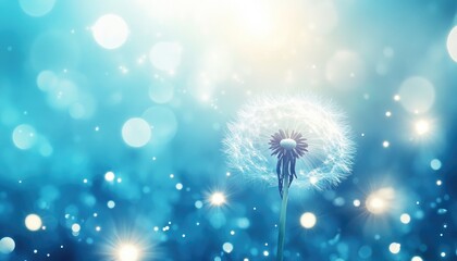 Sticker - light effect featuring lens flares and white glowing starburst sparkles on a blue background creatin