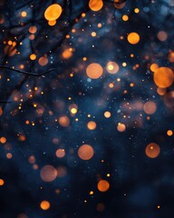 Canvas Print - abstract black bokeh with unique festive lights in soft focus