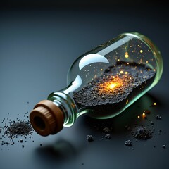 Fototapete - Cosmic dust captured in a glass bottle, a swirling galaxy contained within.