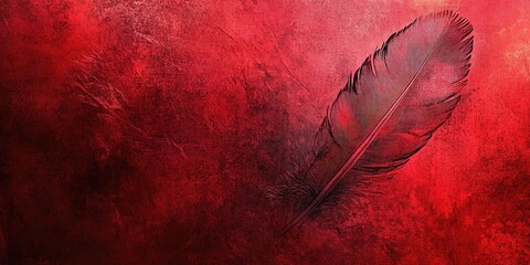 Sticker - fantasy abstract feather texture with a red background featuring a naturally styled grunge texture b