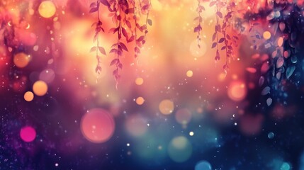 Wall Mural - whimsical bokeh effect with a dreamy background creating a fantasy atmosphere in a vibrant illustrat