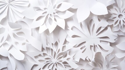 Wall Mural - folded white paper sheets with cut out designs