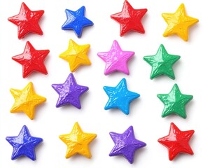 Wall Mural - Colorful stars isolated on a white background