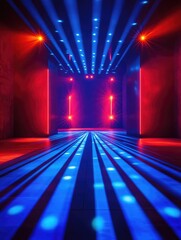 Canvas Print - contrasting blue and red glowing rays create a nighttime ambiance with light effects reminiscent of 