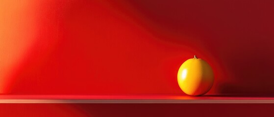 Wall Mural - a vibrant red backdrop featuring an object in yellow and red hues