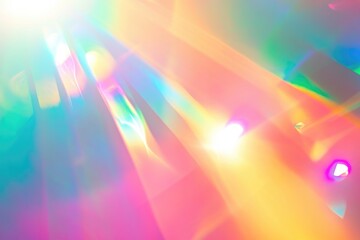 Wall Mural - blurred rainbow refraction overlay effect light prism effect on a bright backdrop holographic reflec
