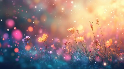 Wall Mural - whimsical bokeh effect with a dreamy background creating a fantasy atmosphere in a vibrant illustrat