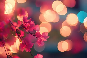 Wall Mural - blurry bokeh effect featuring a floral backdrop