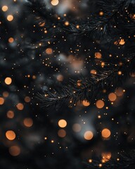 Wall Mural - abstract black bokeh with unique festive lights in soft focus