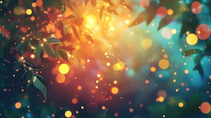 Wall Mural - whimsical bokeh effect with a dreamy background creating a fantasy atmosphere in a vibrant illustrat