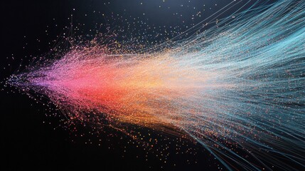 Fototapete - This artwork showcases a data cloud with thin lines extending outward, conveying a sense of movement and digital connectivity. Generative AI