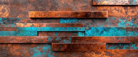 copper and turquoise abstract design