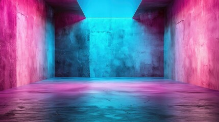 Wall Mural - experience a mesmerizing laser show in a dark, neonlit scifi club with pulsating purple and blue lig