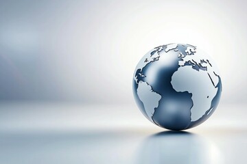 Wall Mural - a silver globe with a blue continent on it
