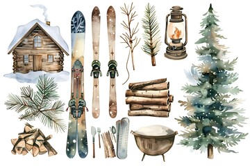 Wall Mural - christmas design elements, vector set happy merry christmas snowman card christmas decorative banner