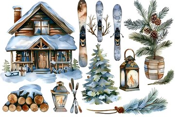Wall Mural - christmas design elements, vector set happy merry christmas snowman card christmas decorative banner
