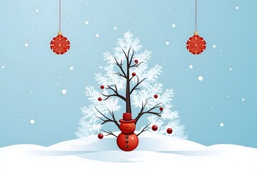 Wall Mural - christmas design elements, vector set happy merry christmas snowman card christmas decorative banner