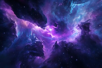 Wall Mural - a vibrant cosmic scene showcasing swirling nebulae and stars in deep space.