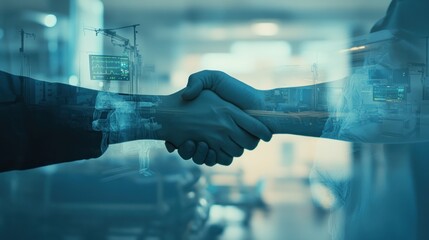Poster - A handshake symbolizing partnership in a healthcare or business context.
