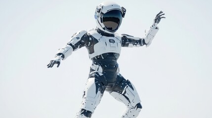 Fototapete - A humanoid robot in a dynamic pose, showcasing advanced design and technology.
