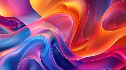 Wall Mural - abstract digital art featuring swirling colorful shapes in a vibrant palette, creating a dynamic and