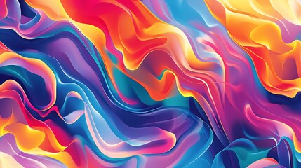 Wall Mural - vibrant captivating abstract art piece, featuring colorful swirls and waves. the flowing design evok