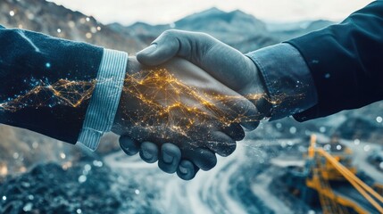 Poster - A handshake symbolizing partnership and collaboration in an industrial setting.