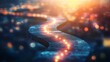 © hamzahalderad - A winding path with glowing lights leading to a city skyline, symbolizing the journey towards success and hope.