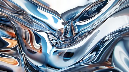 Canvas Print - Abstract digital art featuring mesmerizing liquid metal waves. The image showcases vibrant, iridescent colors and fluid, organic shapes creating a dynamic and contemporary design.